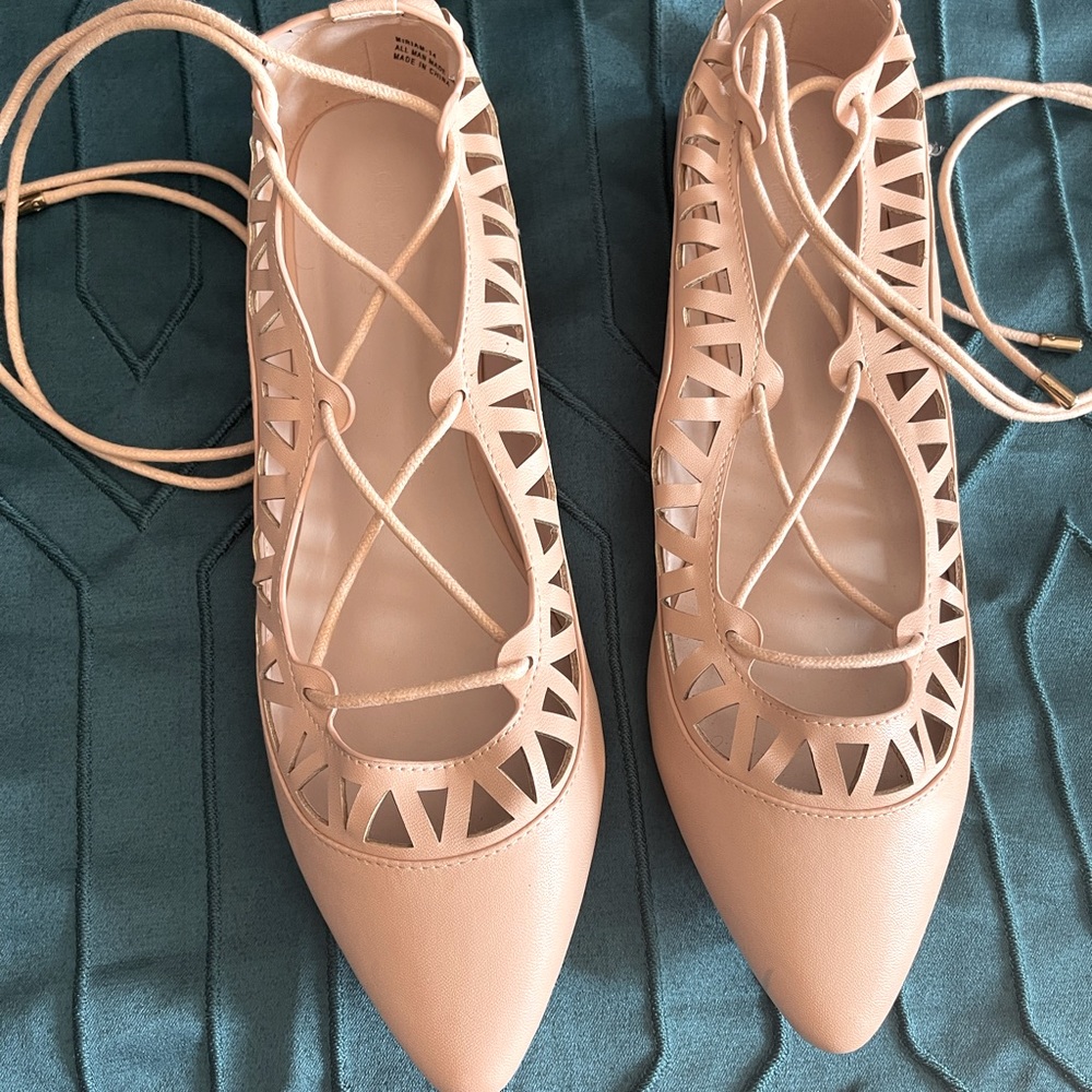 Cream Lace up flats